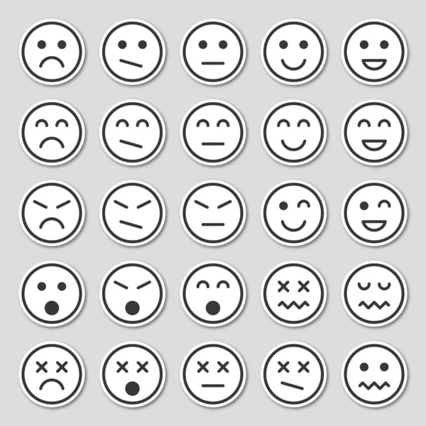 Simple Emotion Icons Emotion Stickers Flat Style Isolated Gray Background — Stock Vector