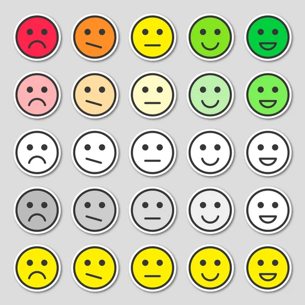 Feedback Concept Ontwerp Emoties Schaal Rating Eenvoudige Platte Feedback Stickers — Stockvector