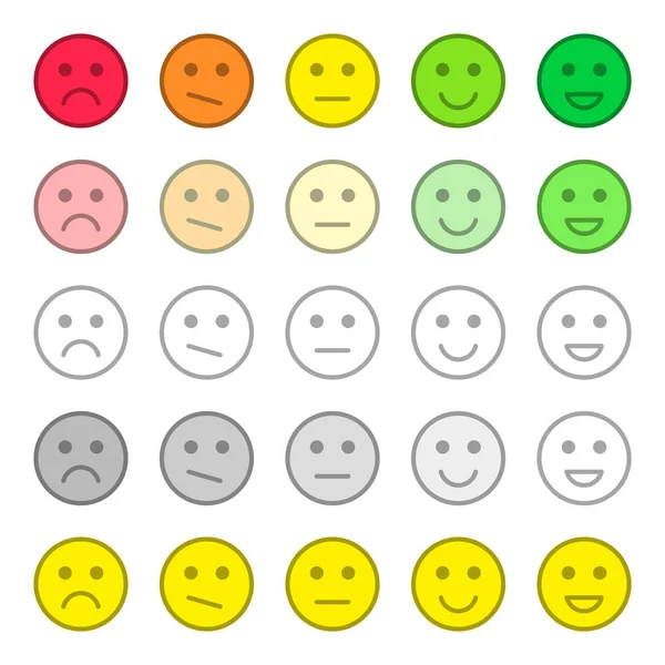 Feedback Rating Tevredenheid Klantenservice Kwaliteitsbeoordeling Collectie Van Glimlachen Verschillende Emoties — Stockvector