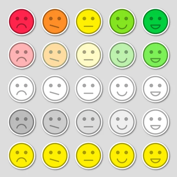 Set Emoji Flat Icons Vector Illustration Happy Sad Mood Vote — Stock Vector