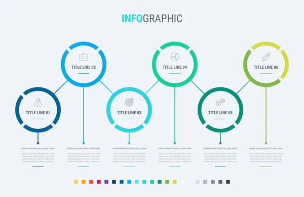 Modelo Infográfico Passos Design Arredondado Com Cores Bonitas Elementos Linha — Vetor de Stock