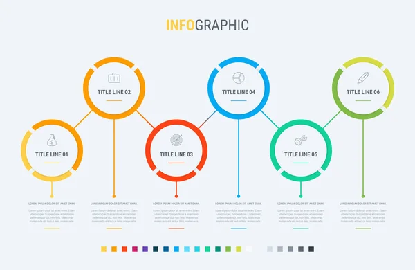 Timeline Infografikus Design Vektor Oprions Kör Munkafolyamat Elrendezés Vektor Infographic — Stock Vector