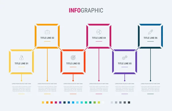 Infographic Template Options Rectangular Design Beautiful Colors Vector Timeline Elements — Stock Vector