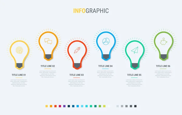 Vektor Infografik Timeline Design Vorlage Mit Glühbirnen Elementen Inhalt Zeitplan — Stockvektor