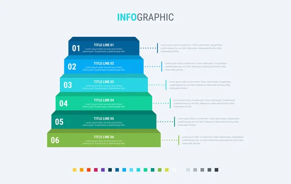 Infografik Vorlage Optionen Treppen Design Mit Schönen Farben Vektorzeitachsenelemente Für — Stockvektor