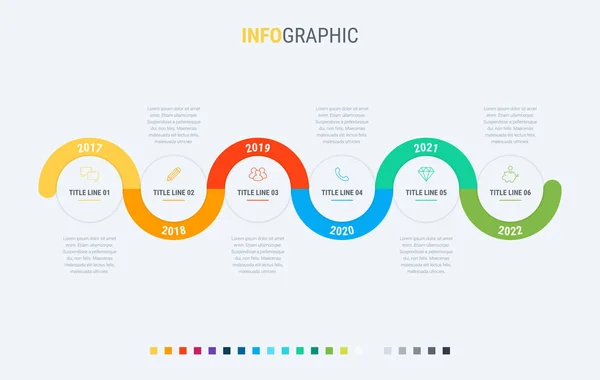 Vetor Design Infográfico Linha Tempo Opções Layout Fluxo Trabalho Círculo — Vetor de Stock