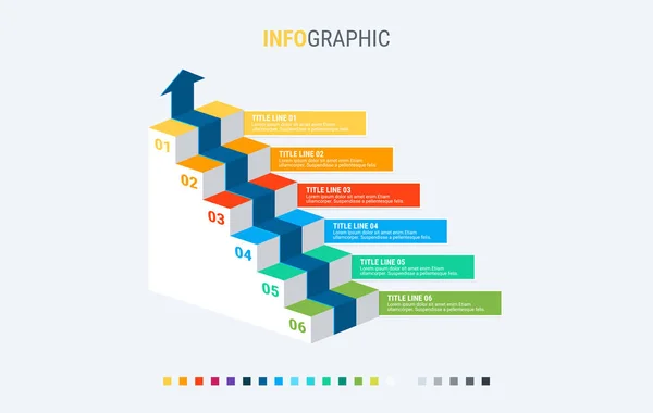 Modèle Infographie Options Colorées Infographie Des Escaliers Design Avec Belles — Image vectorielle