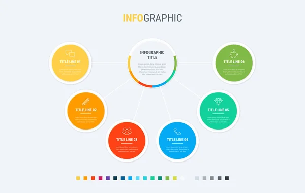 Tidslinje Infographic Design Vektor Alternativ Cirkel Arbetsflöde Layout Vektor Infographic — Stock vektor