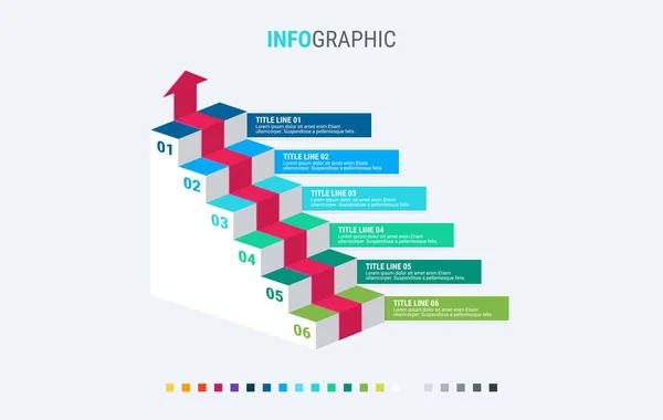 Infografická Šablona Barevných Možností Infografické Schody Design Krásnými Barvami Vektorové — Stockový vektor