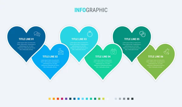 Idővonal Infografikai Tervezési Vektor Lehetőség Szív Munkafolyamat Elrendezés Vektor Infografikus — Stock Vector