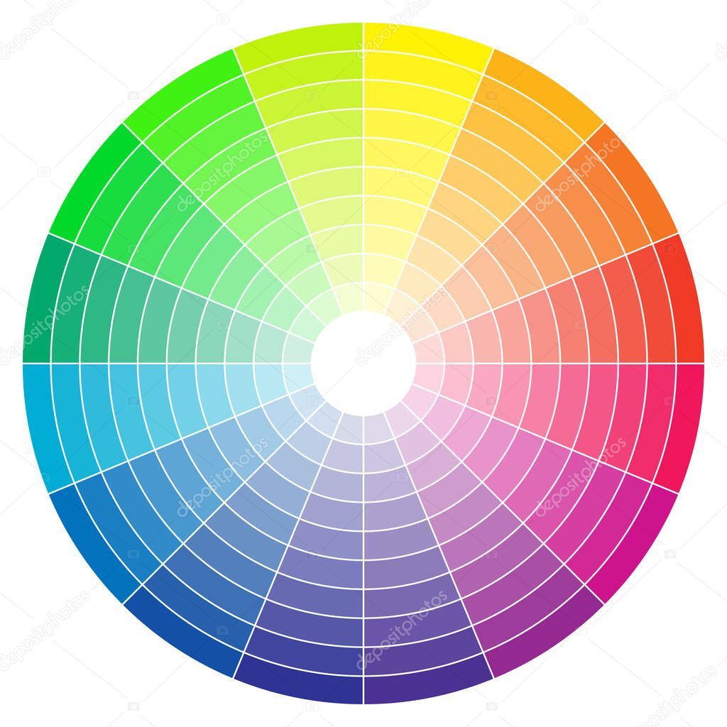 Color spectrum abstract wheel, colorful diagram background. Color wheel isolated on white background.