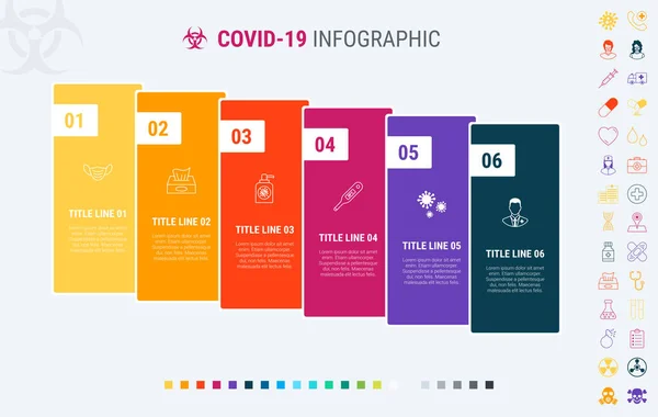 Vector Covid Infographics Tidslinje Design Mall Med Grafelement Innehåll Schema Vektorgrafik