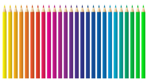 色鉛筆 クレヨンセット 学校に戻る 白色の背景に分離されたカラースペクトルベクトル鉛筆とクレヨン 非常に高品質 — ストックベクタ