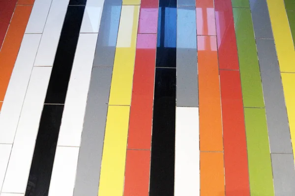 Colorful Stripes Glossy Tiles Floor — Stock Photo, Image