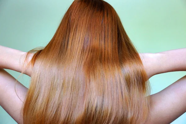 Girl Long Shiny Blonde Hair Back View Close — Stock Photo, Image