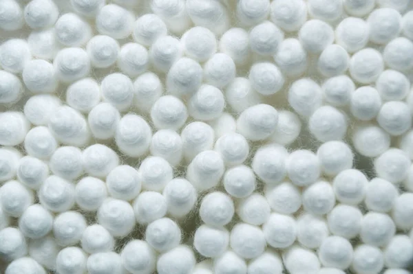 Textura Algodão Branco Cotonetes Close Para Fundo — Fotografia de Stock