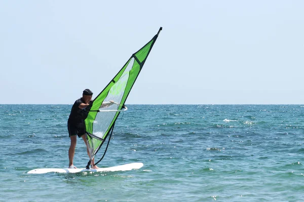 Viejo Hombre Windsurf Mar — Foto de Stock