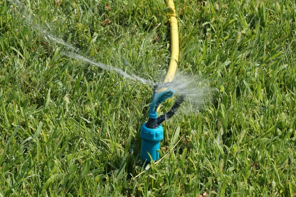 Automatic Watering Lawn Park Close — Stock Photo, Image