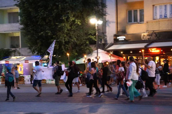 Varna Bulgaria June 2020 Protest Rally Main Street Varna — Stock Photo, Image