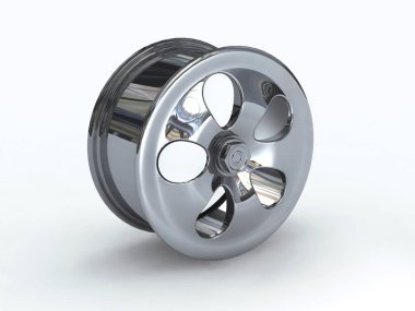 Otomotiv tekerlek disk üzerinde beyaz izole. Dijital illüstrasyon. 3D çizim.