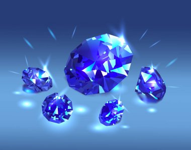 Mavi ışık mavi safir mücevher. Vektör çizim.