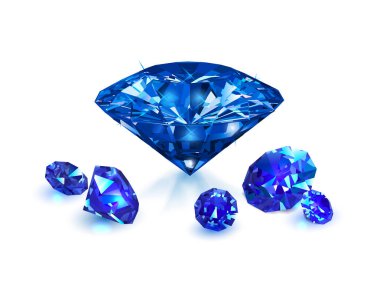Güzel mavi beyaz arka plan üzerinde izole safir mücevher. Vektör çizim.