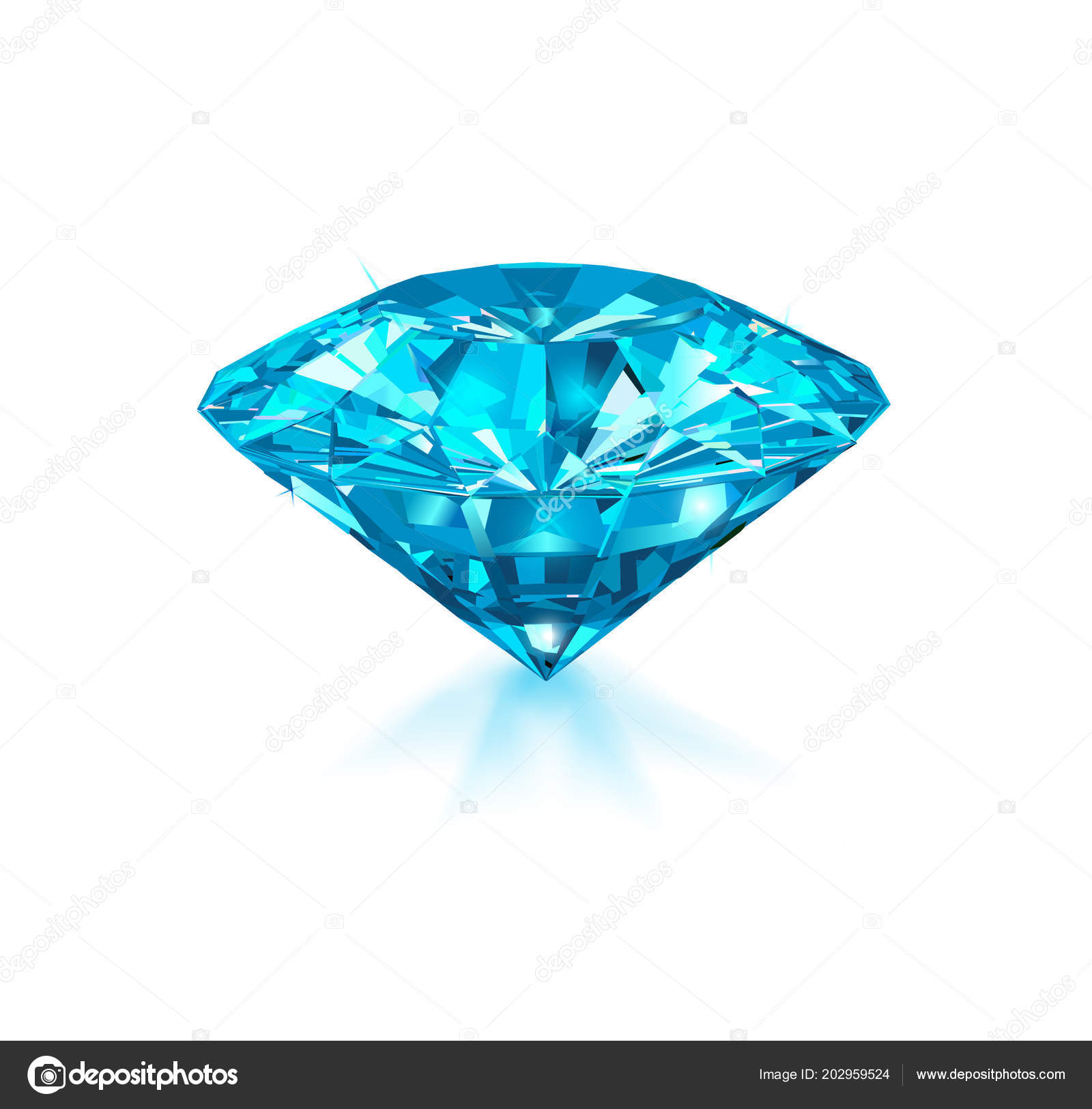 Beautiful Light Blue Gem Sapphire Isolated White Background Vector