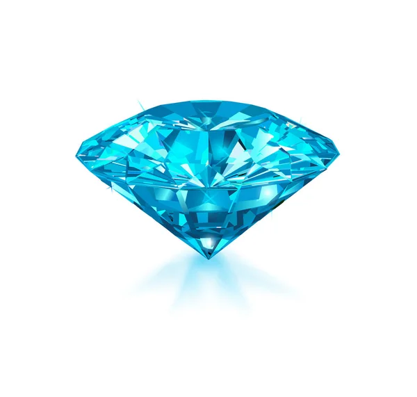 Gyönyörű Világos Kék Drágakő Sapphire Elszigetelt Fehér Background Vektoros Illusztráció — Stock Vector