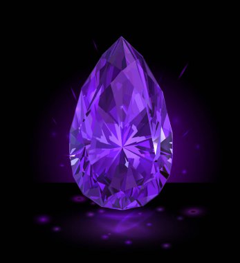 Siyah arka plan üzerine izole güzel mor taş. Vektör çizim.