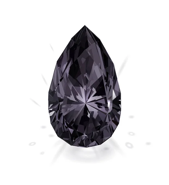 Beyaz arka plan üzerinde izole değerli siyah taş obsidyen. Vektör çizim.