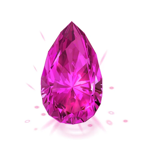 Wunderschöner Realistischer Rosa Edelstein Isoliert Auf Weiß Vektorillustration Diamant — Stockvektor