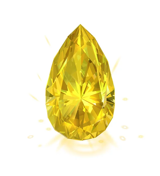 Schöner Leuchtend Gelber Diamant Isoliert Auf Weißem Hintergrund Vektorillustration — Stockvektor