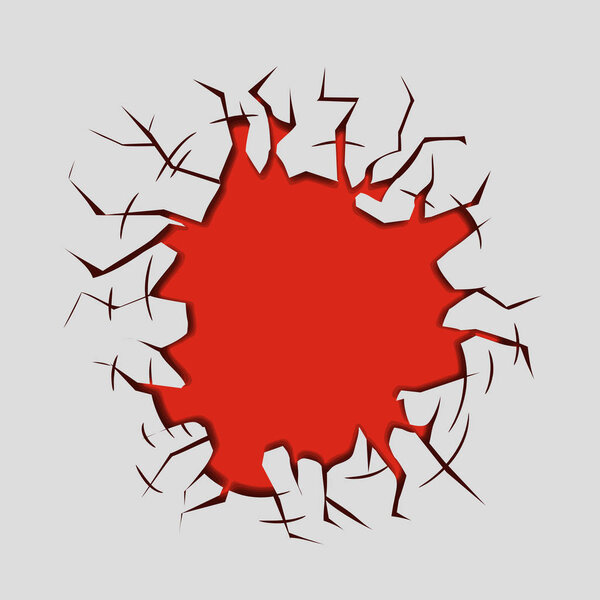 Decorative hole / fracture with cracks. Vector frame.