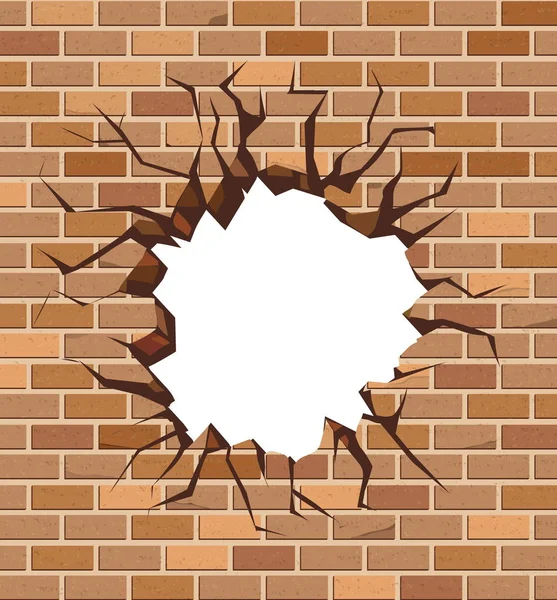 Trou Dans Mur Briques Brunes Conception Vectorielle — Image vectorielle