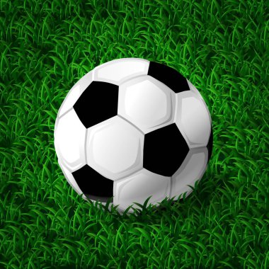 Yeşil çimenlerin üzerinde futbol topu. Vektör çizim.