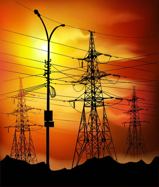 能源产业 电力塔 矢量图 — 图库矢量图片