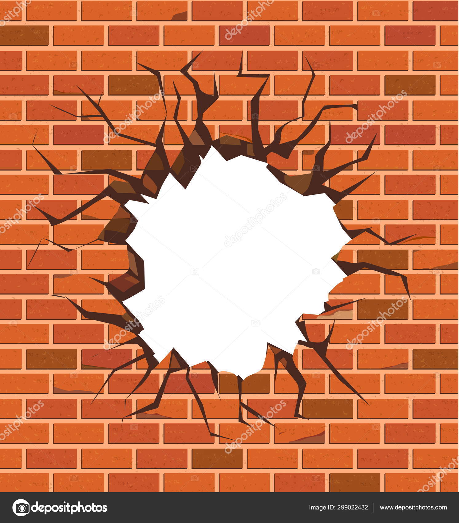 Hole Brick Wall Red Bricks Vector Design Stock Vector Image By