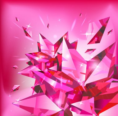 Pembe kristallerden yapılmış pembe soyut arka plan. Vektör tasarımı.