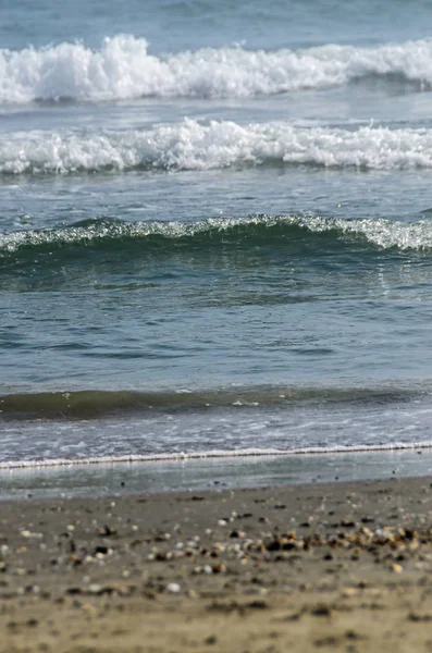 Beach, Karadeniz'den Mamaia, Romanya ile mavi temiz su ve altın kum.