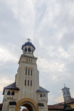 Alba Iulia, Romanya-6 Ağustos 2017: Citadel Fortress Alba Carolina, Gate kule detay.
