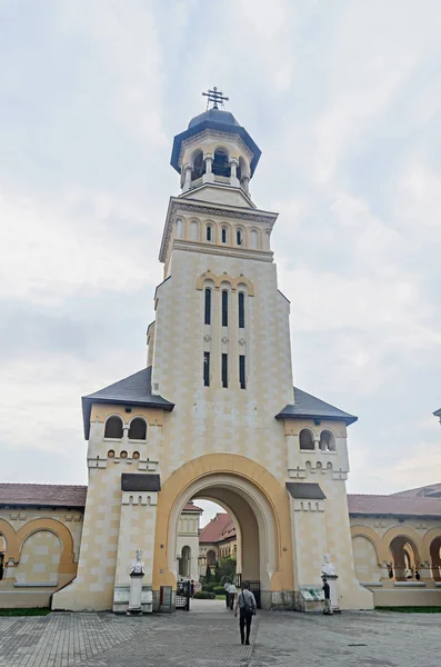 Alba Iulia, Romanya-6 Ağustos 2017: Citadel Fortress Alba Carolina, Gate kule detay.