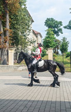 Alba Iulia, Romanya - 6 Ağustos 2017: Avusturyalı gardiyanlardan (schimbarea de garda) Kalesi kale Alba Carolina, avlunun üçüncü gate yakınındaki Değiştir