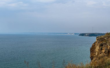 Yeşil Trakya uçurumlar, Kaliakra deniz feneri, Karadeniz su, Bulgar sahil şeridi.