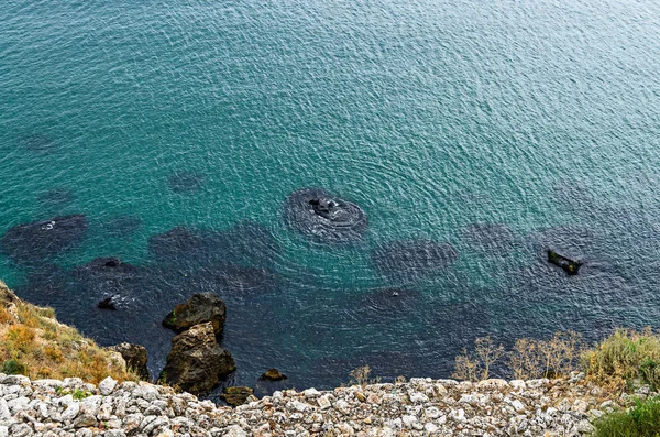 Groene Thracische Kliffen Kaliakra Vuurtoren Water Van Zwarte Zee Bulgaarse — Stockfoto