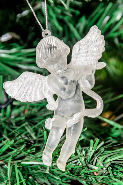 Árvore Natal Pendurado Ornamento Anjo Transparente Close — Fotografia de Stock