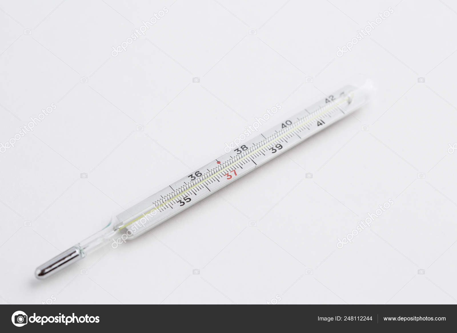 Vintage Mercury Thermometer White Isolated Background Top View Stock Photo Image By C Ajphotos 248112244