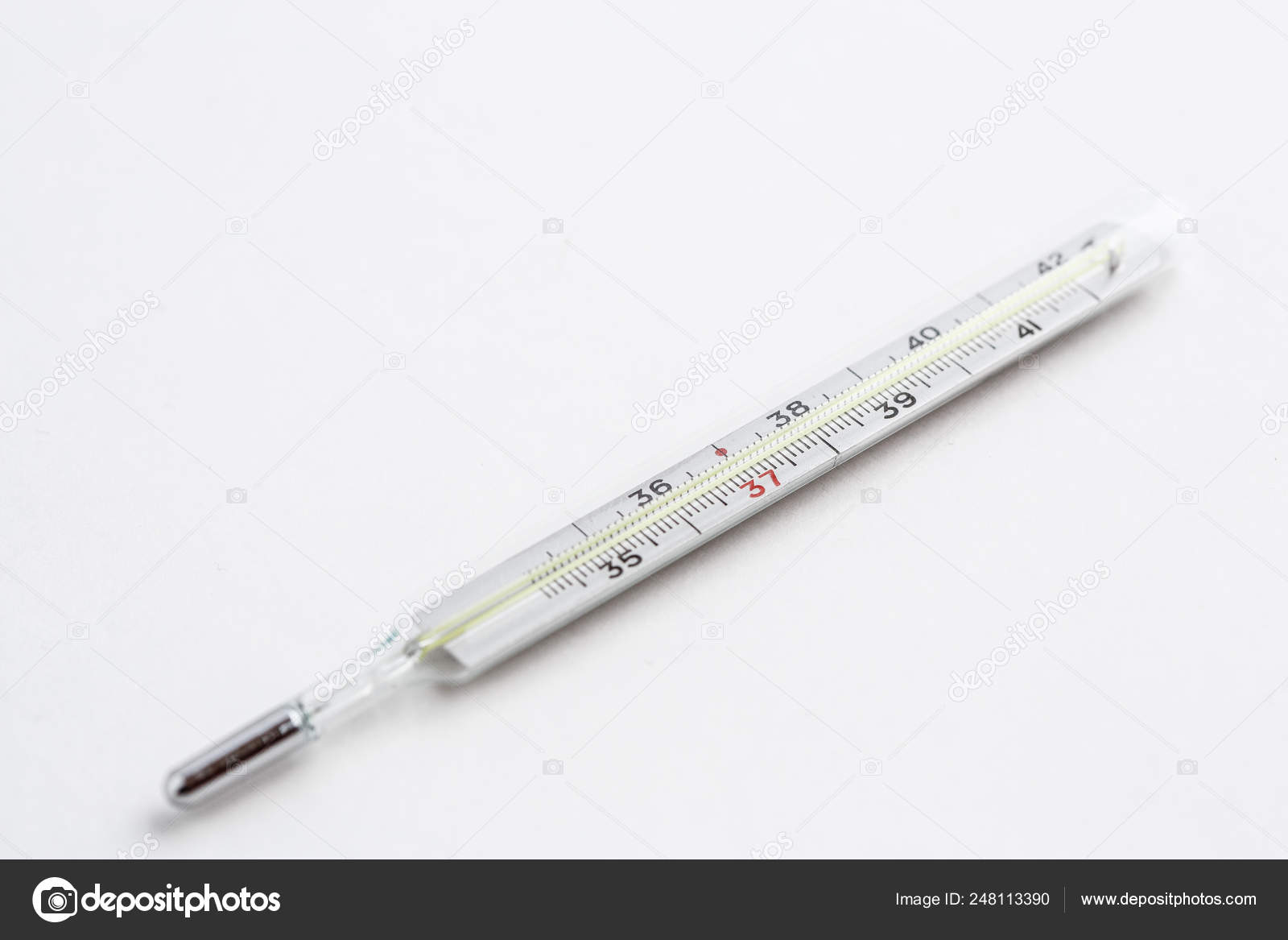 Vintage Mercury Thermometer White Isolated Background Top View Stock Photo Image By C Ajphotos 248113390