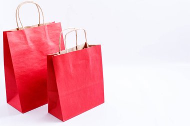 Kağıt torba katı izole arka plan üzerinde. Yan görünüm