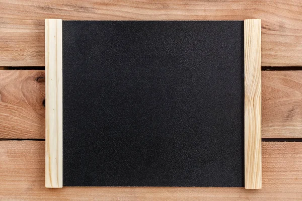 Black Board Wooden Frame Wooden Background Chalk — Stock Photo, Image