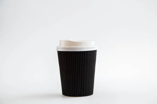 Cardboard Disposable Cups Isolated White Background Front View — Stock Photo, Image